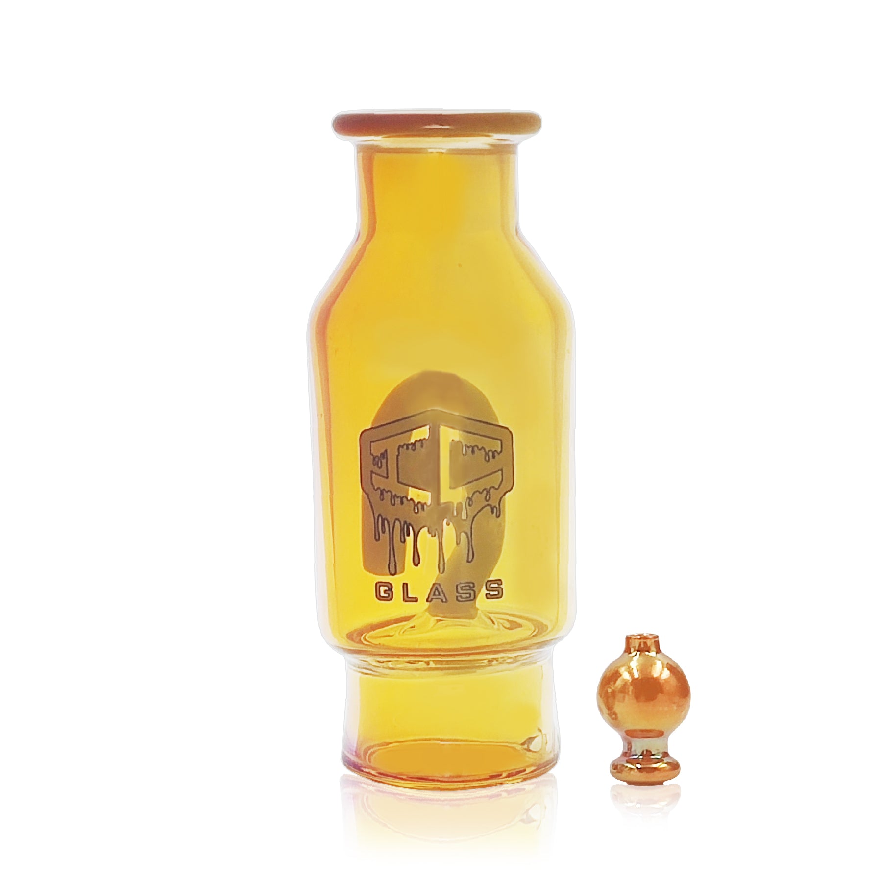 IC GLASS - Puffco Attachment bottle design with hook perc and Matching Carb Caps | ICPU128