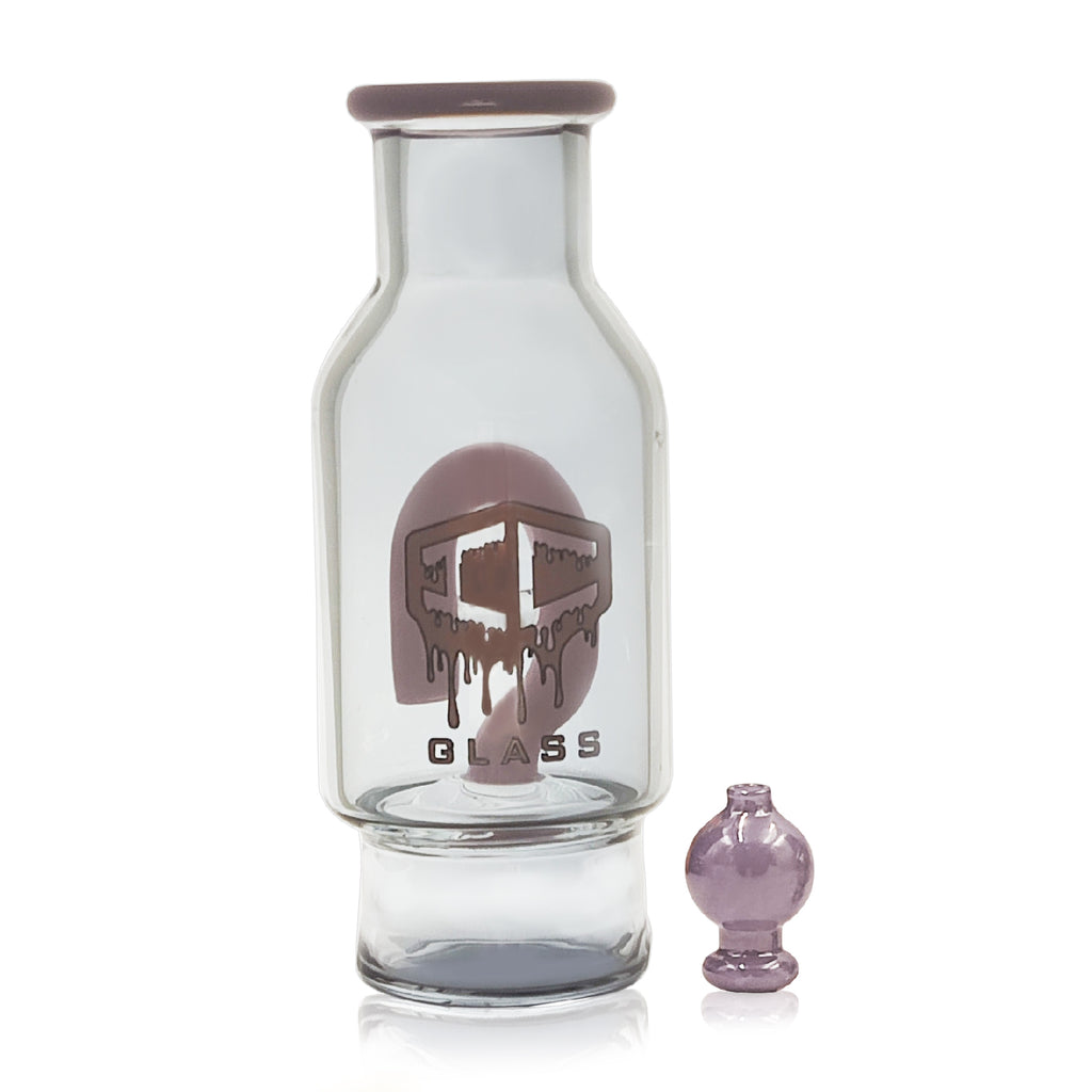 IC GLASS - Puffco Attachment bottle design with hook perc and Matching Carb Caps | ICPU128