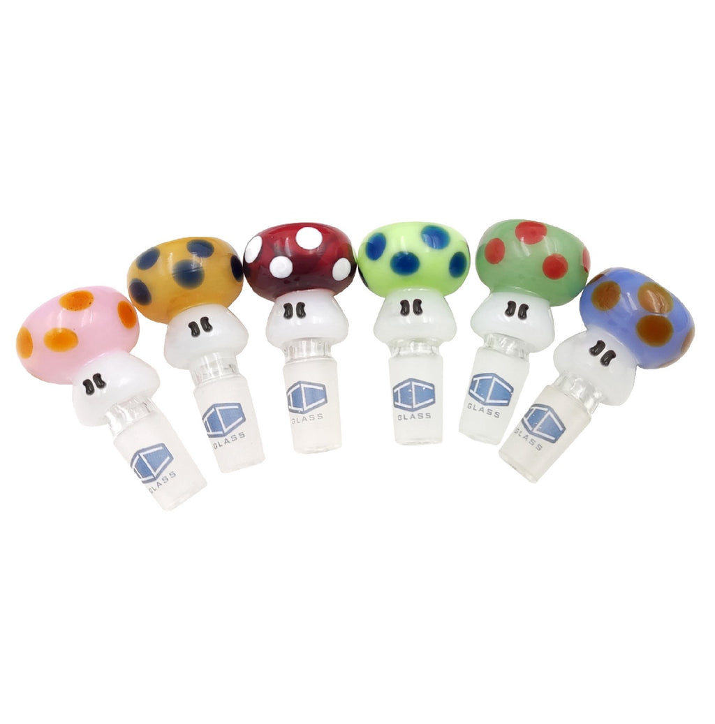 IC GLASS - Mushroom Bowl Pieces | 14MM Male | 6 Styles | 12 pcs/Box | $7.50/pc