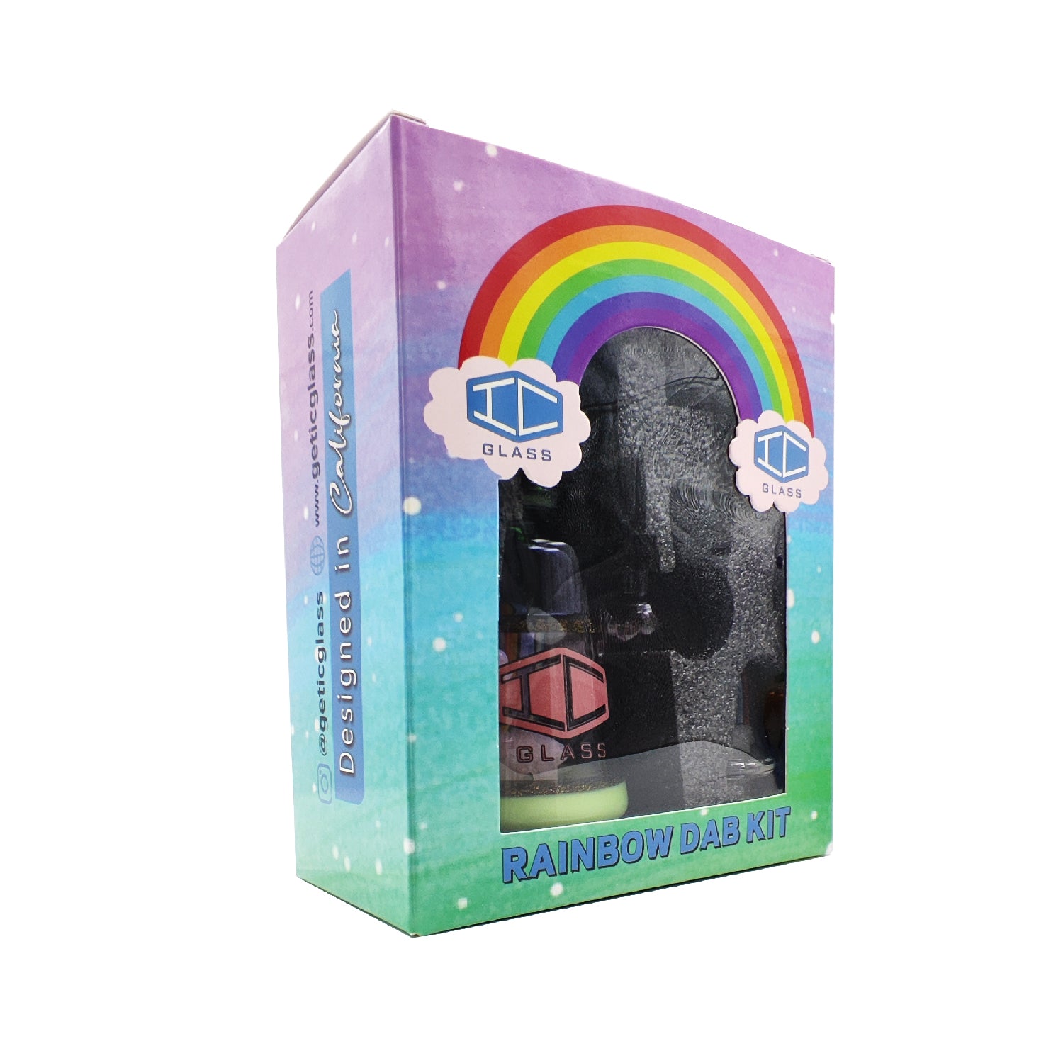 IC Glass- Rainbow Dab Kit | Recycler With Rainbow Carb Cap and Terp ball Main image