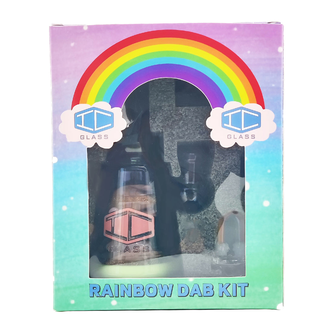 IC Glass- Rainbow Dab Kit | Recycler With Rainbow Carb Cap and Terp ball