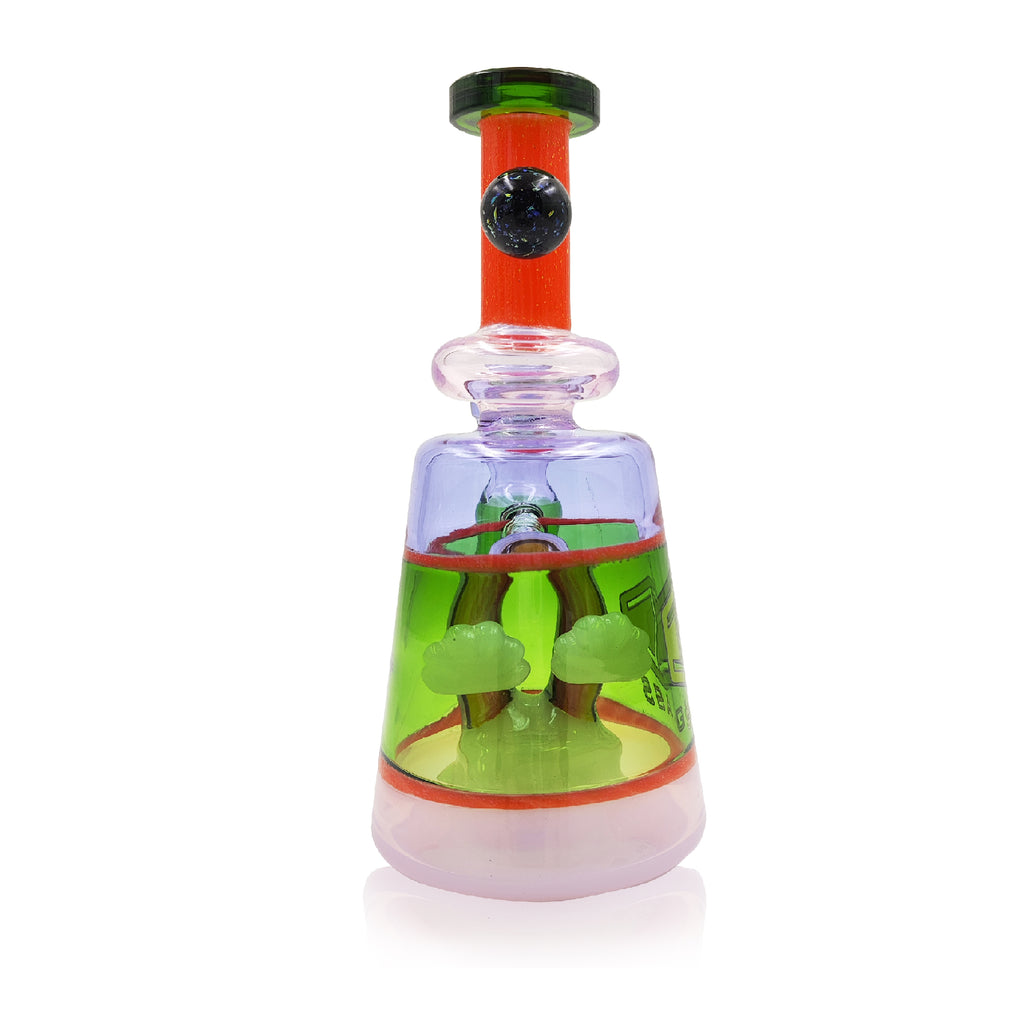 IC Glass- Rainbow Dab Kit | Recycler With Rainbow Carb Cap and Terp ball