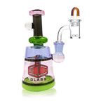 IC Glass- Rainbow Dab Kit | Recycler With Rainbow Carb Cap and Terp ball