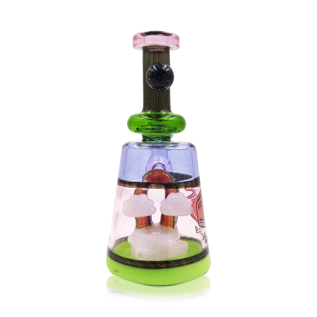 IC Glass- Rainbow Dab Kit | Recycler With Rainbow Carb Cap and Terp ball