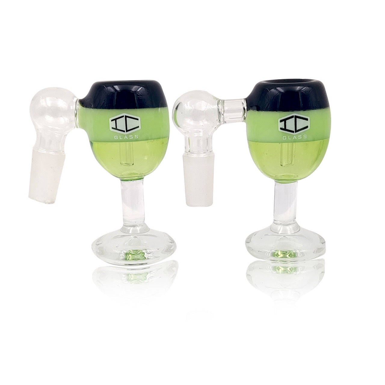 IC GLASS 14mm 45 and 90 degree glass bowl pieces in green