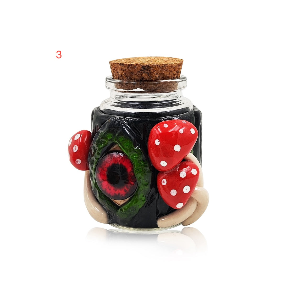 Shop the IC GLASS 3D Eye & Mushroom Jar with cork cap – a top-tier pick for bulk smoking accessories and wholesale cannabis accessory collections.