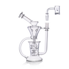 IC GLASS Dual Chamber Recycler with Fab Egg Function 10-inch borosilicate glass recycler dab rig with 14mm spinner banger side view
