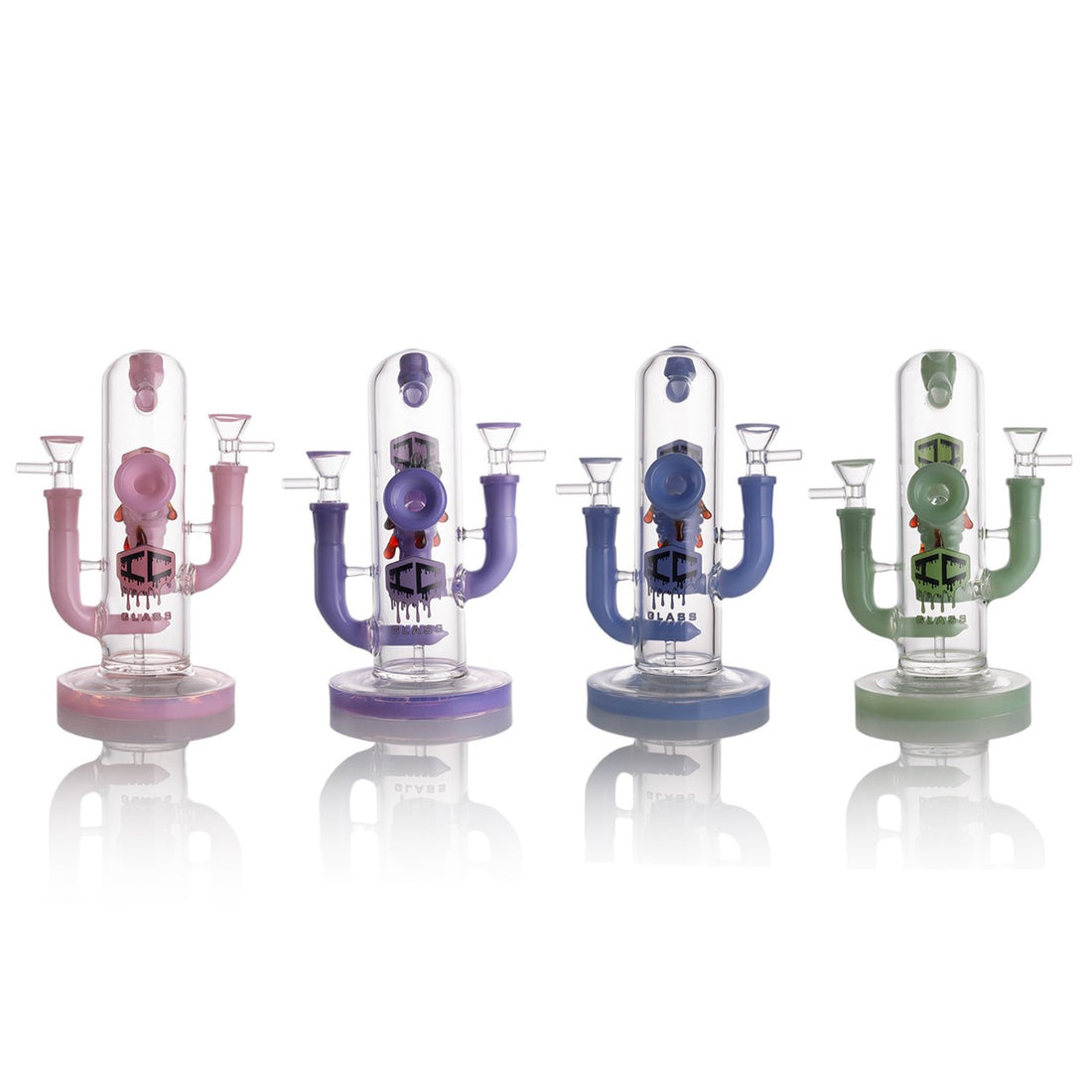IC GLASS dual mouthpiece and bowl pieces glass rig