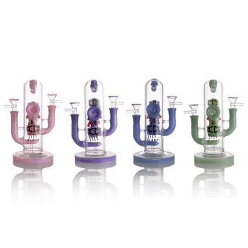 IC GLASS dual mouthpiece and bowl pieces glass rig