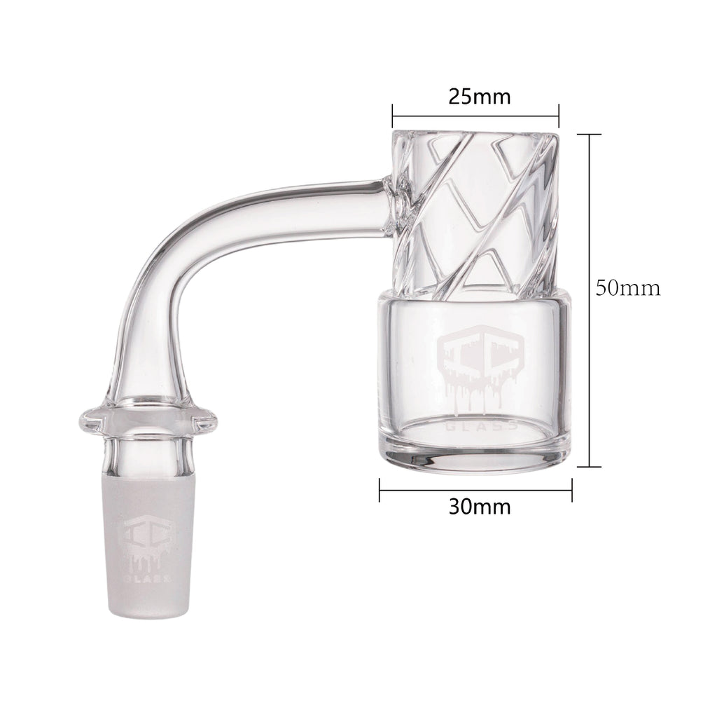 IC Glass - Grinnell | 14mm 90D Quartz Banger | Includes Terp Ball Grabber & Carb Cap | 5 Colors