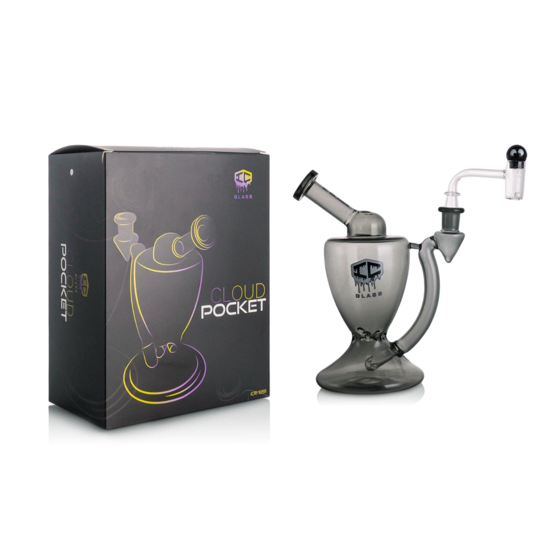 IC Glass Cloud Pocket compact glass water pipe with percolator