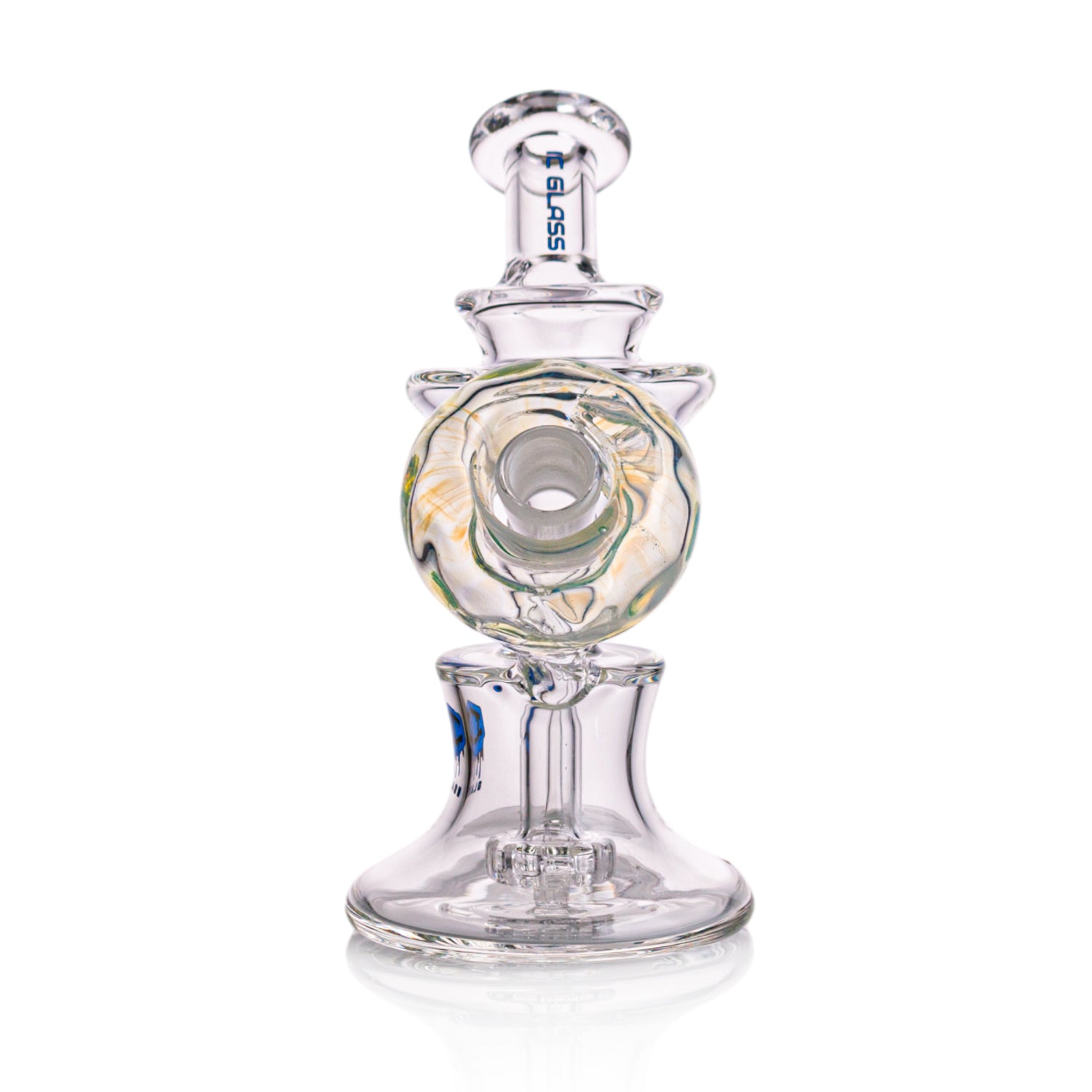 IC Glass Dab Rig Featuring Donut Recycler Chamber and Quartz Banger