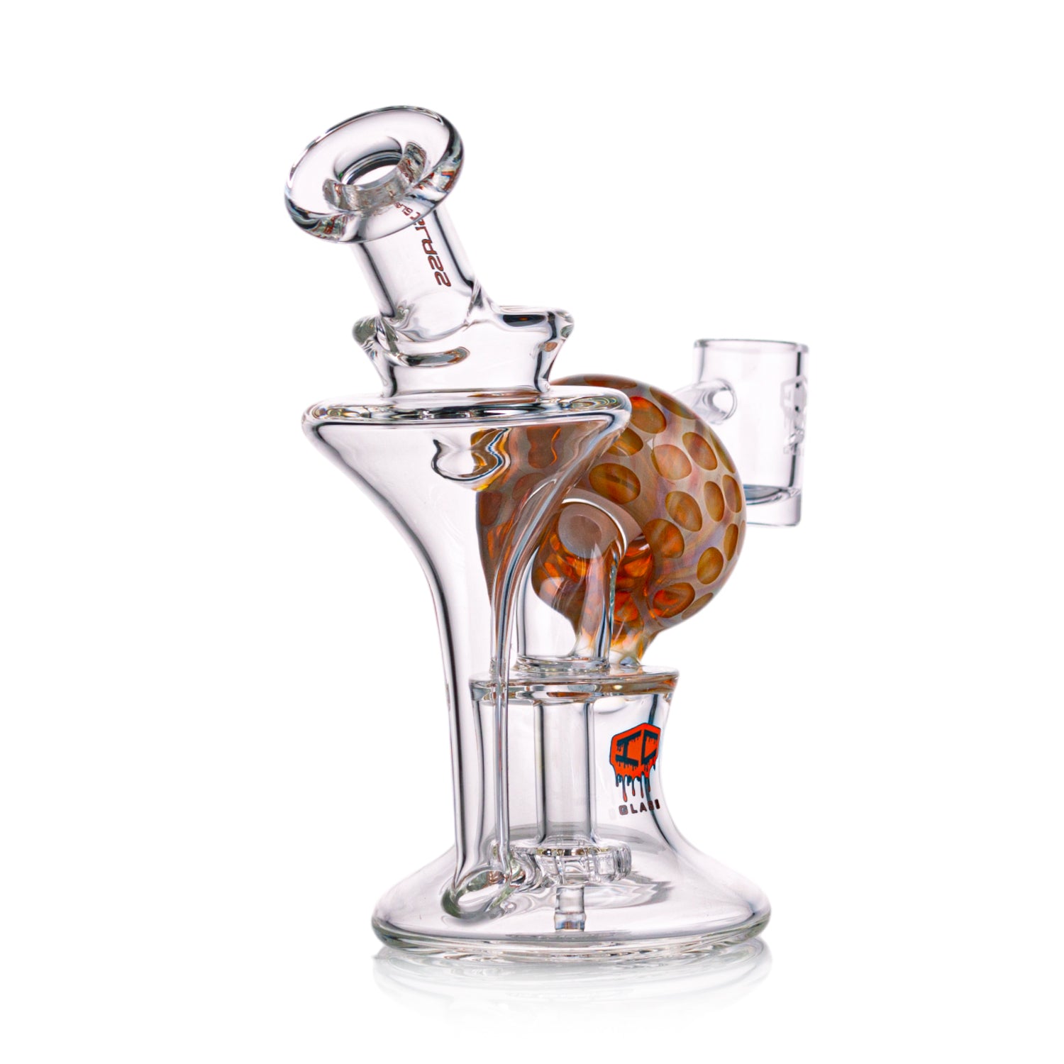 IC Glass Donut Recycler Dab Rig with 45-Degree Quartz Banger – Side View Main image