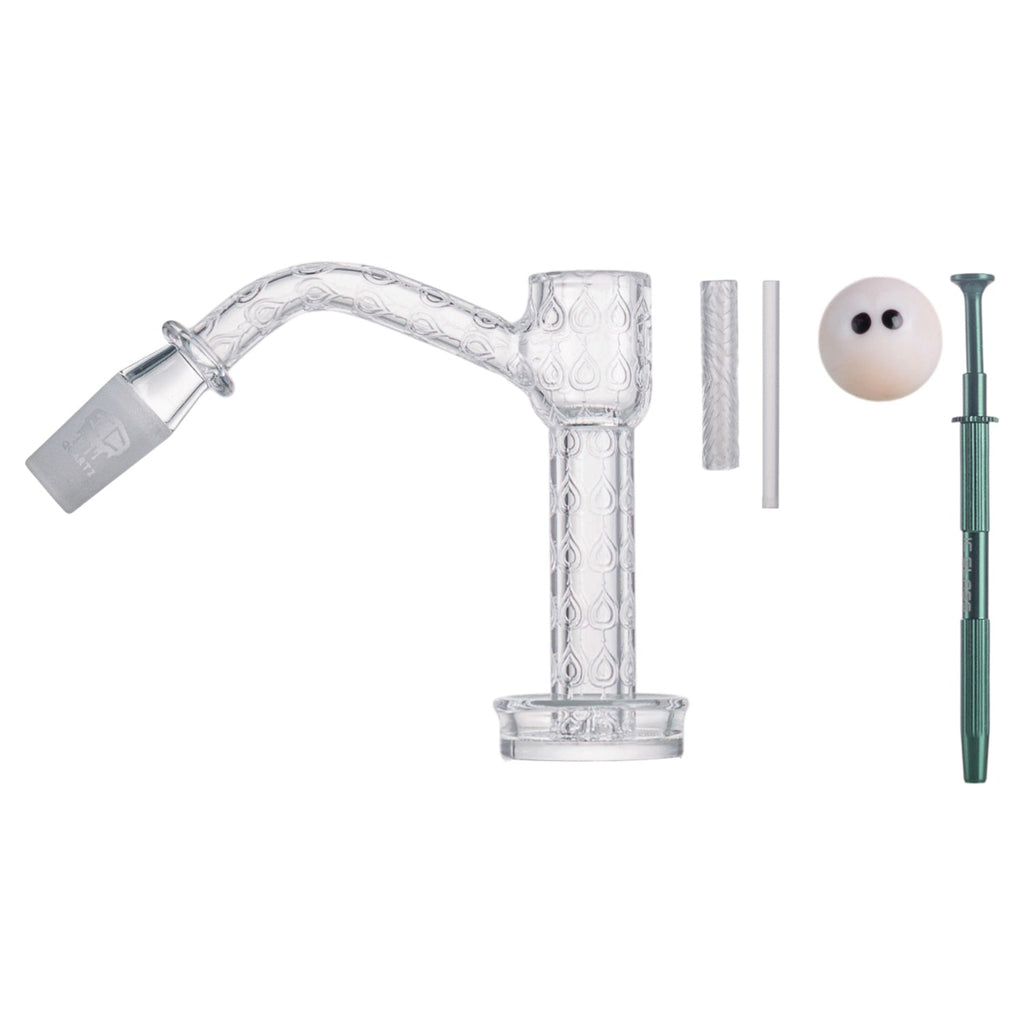 IC Glass NIRVANA dab nail with colored accents and terp ball grabber