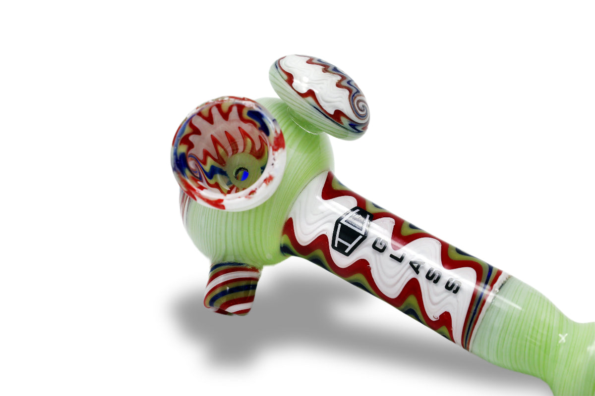 IC GLASS - Wig Wag Design Hand Pipe With Side Nob | Available in 4 colors Secondary image
