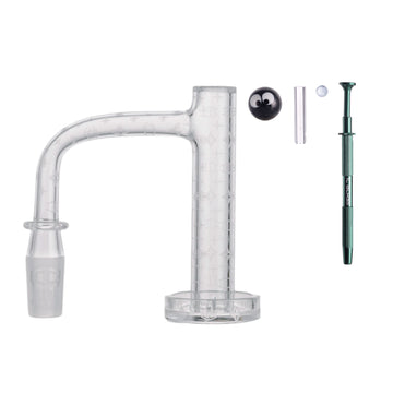 IC Quartz Marvel 14mm 90-degree banger kit with carb cap, terp pearls, and grabber tool - wholesale lot