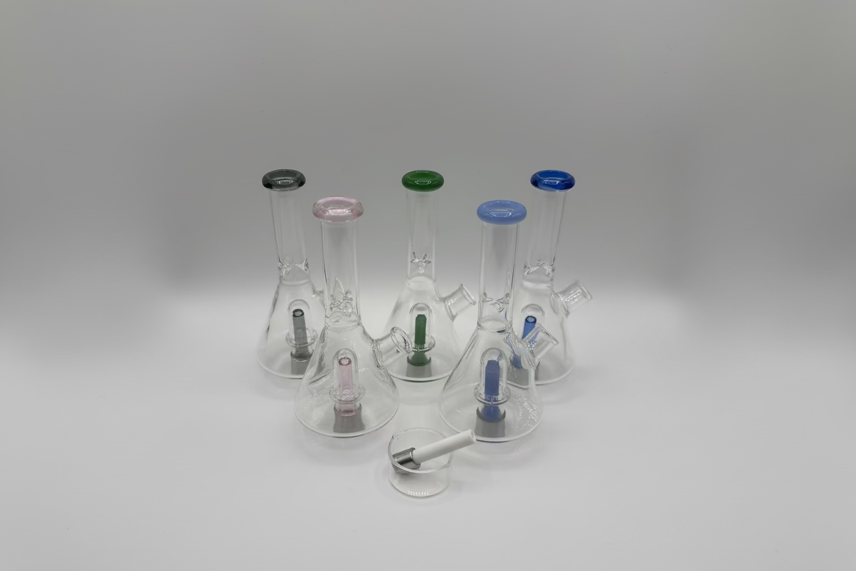 Nectar Collector - Vibrant Glass Beaker Style with Screw-On Ceramic Tip & Dish | Single Unit