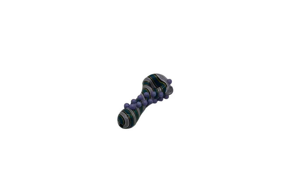 IC GLASS - Premium Glass Swirl Hand pipe with beeds | ICHP1040