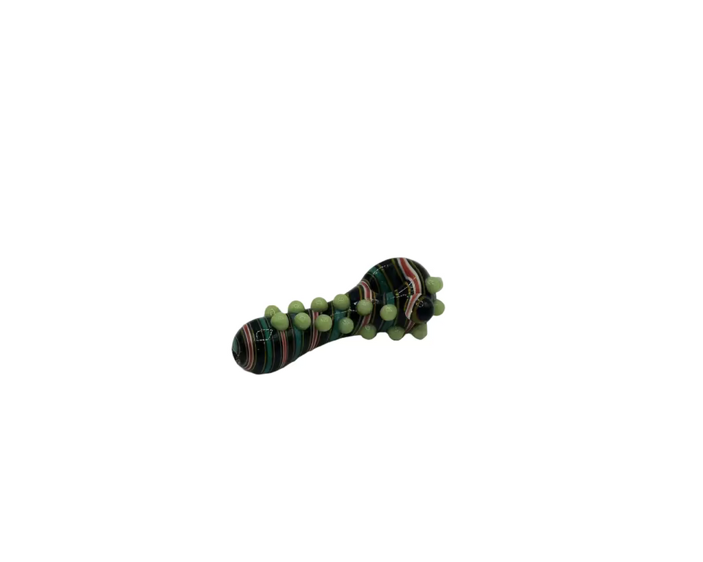 IC GLASS - Premium Glass Swirl Hand pipe with beeds | ICHP1040