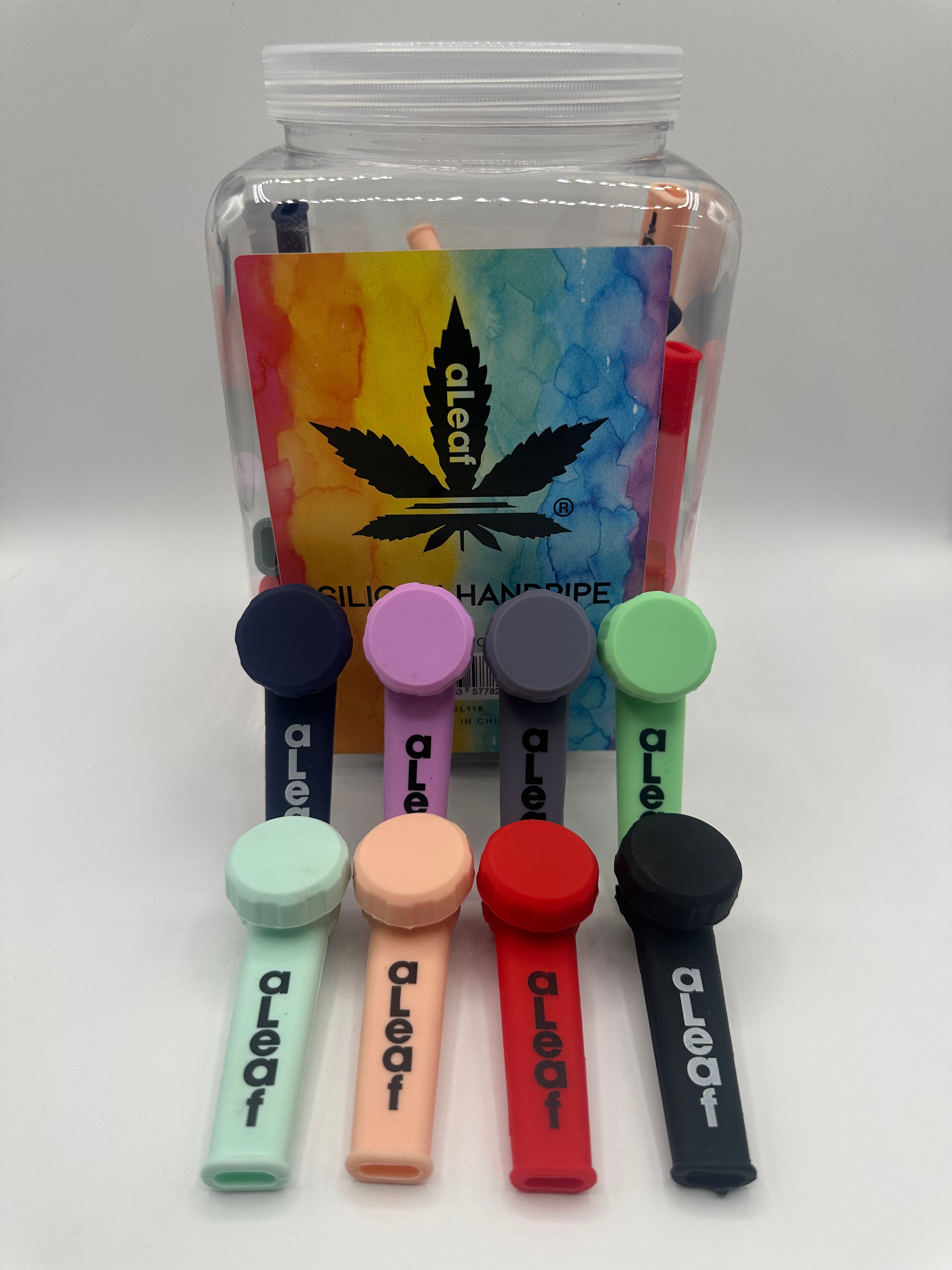 Aleaf - Silicone Hand Pipes | 50 Units / Jar | Jar