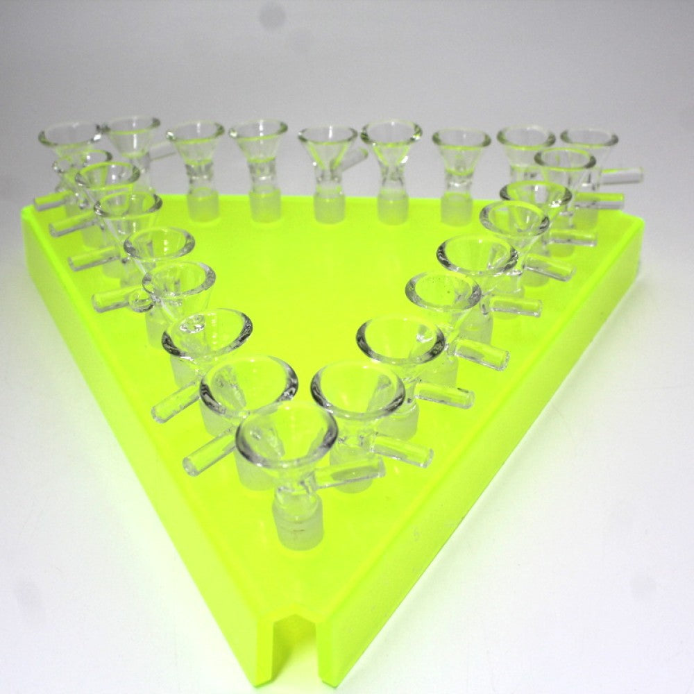 Acrylic Triangle Shape Bowl OR Banger Display Fit For 24 Pieces  | 14 MM Male Bowls OR Bangers | Assorted 3 Colors