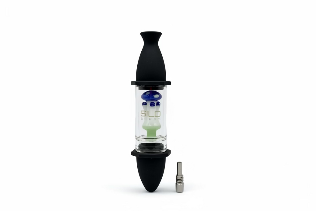 Silo Glass Silicon Nectar Collector with Glass Matrix Perk & Titanium Tip | Single Unit