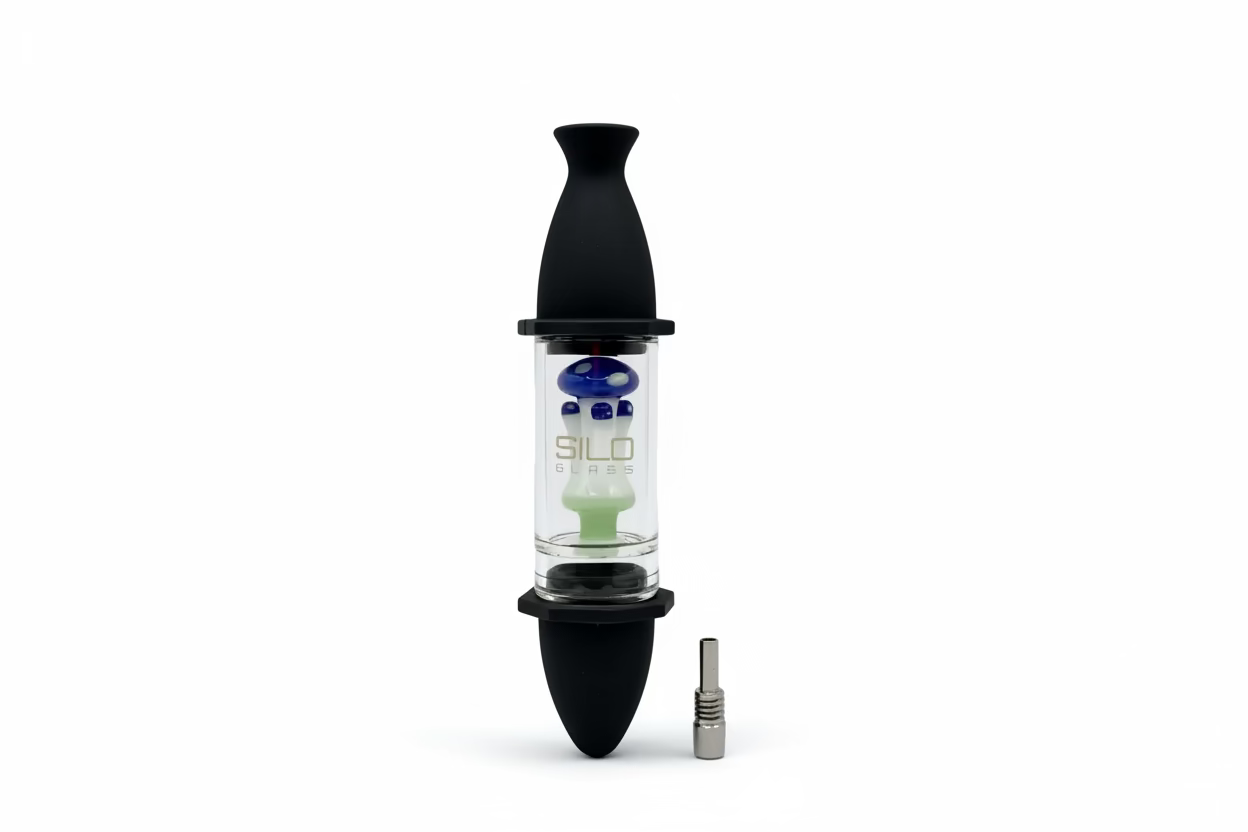 Silo Glass Silicon Nectar Collector with Glass Matrix Perk & Titanium Tip | Single Unit