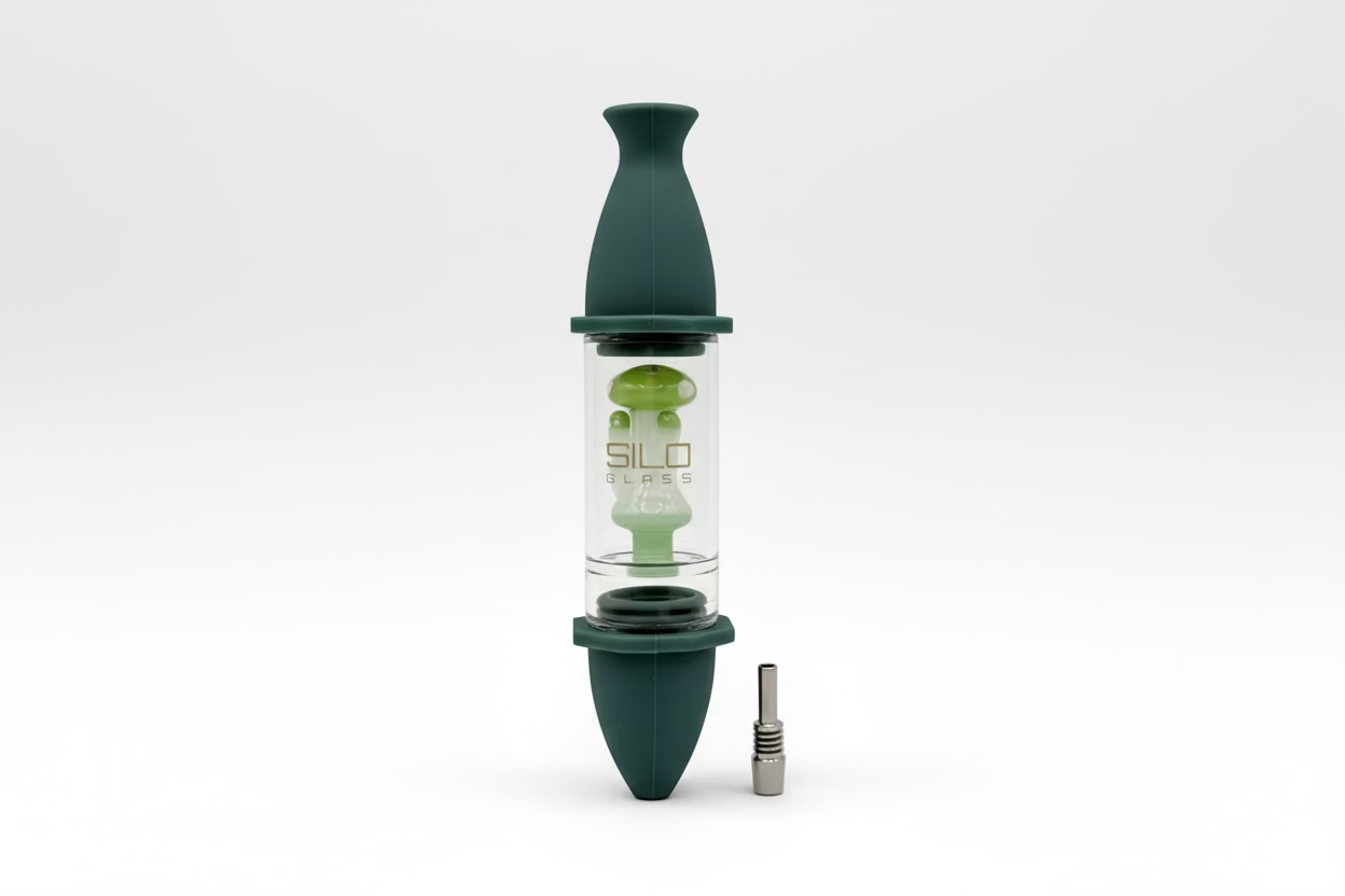 Silo Glass Silicon Nectar Collector with Glass Matrix Perk & Titanium Tip | Single Unit