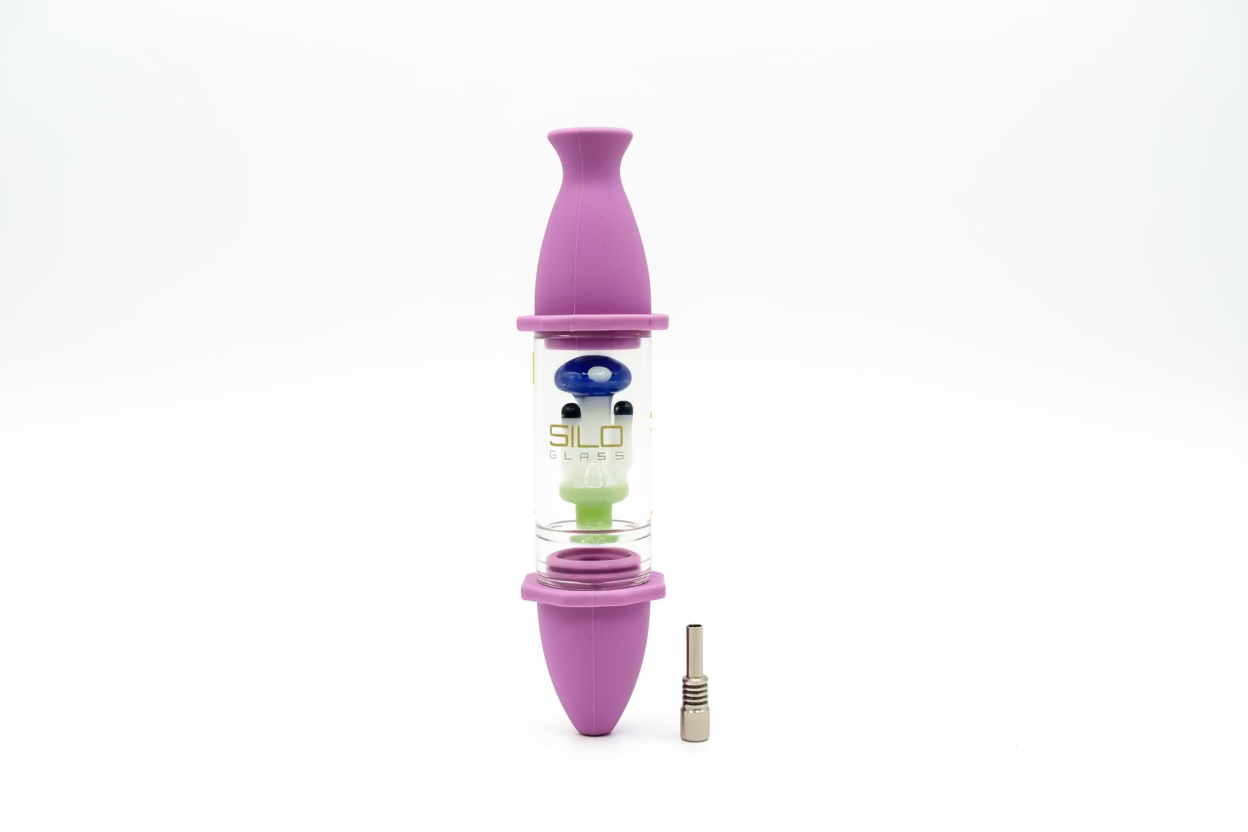 Silo Glass Silicon Nectar Collector with Glass Matrix Perk & Titanium Tip | Single Unit