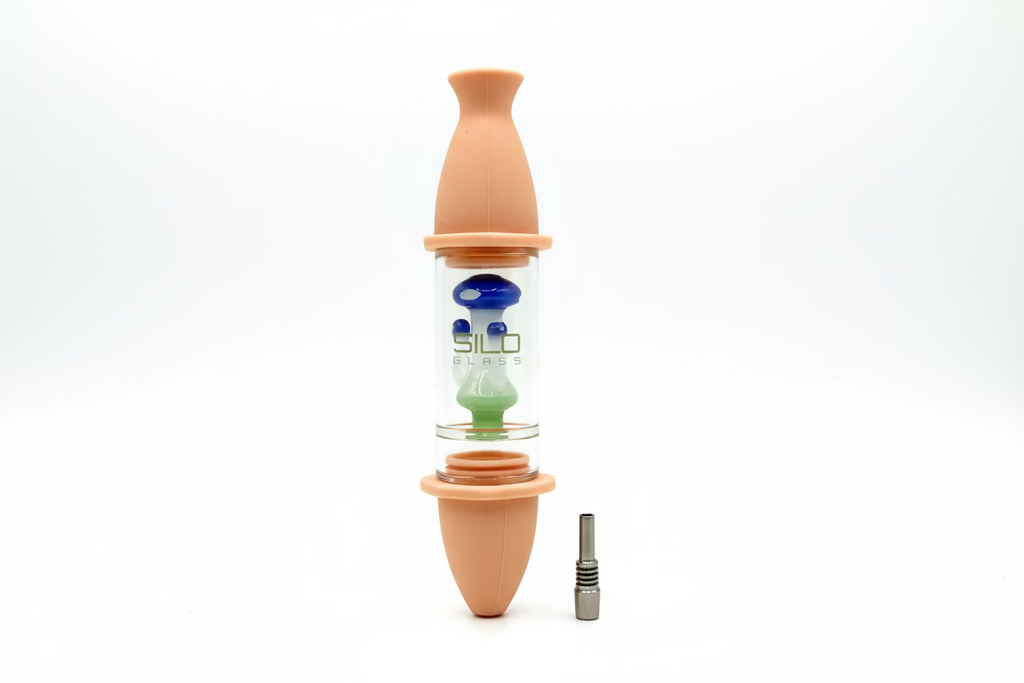 Silo Glass Silicon Nectar Collector with Glass Matrix Perk & Titanium Tip | Single Unit