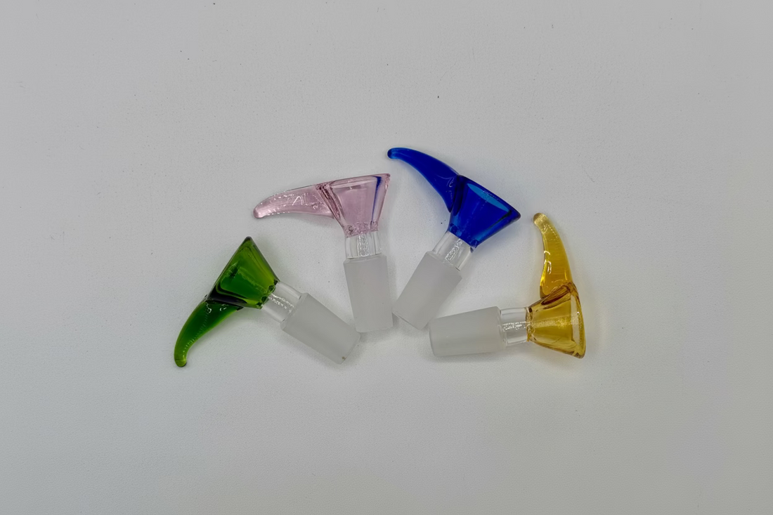 Handmade Glass Bowl Piece with Horn Handle & Screen