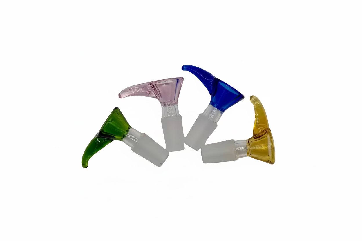 Handmade Glass Bowl Piece with Horn Handle & Screen