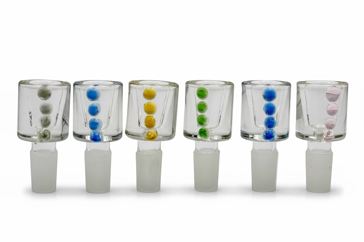 Glass Bowl Piece – Clear Bowl w/ Color Dots | 9pc Box Secondary image