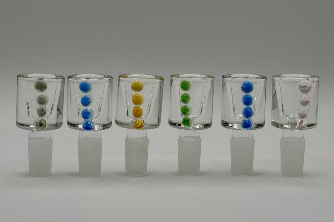 Glass Bowl Piece – Clear Bowl w/ Color Dots | 9pc Box