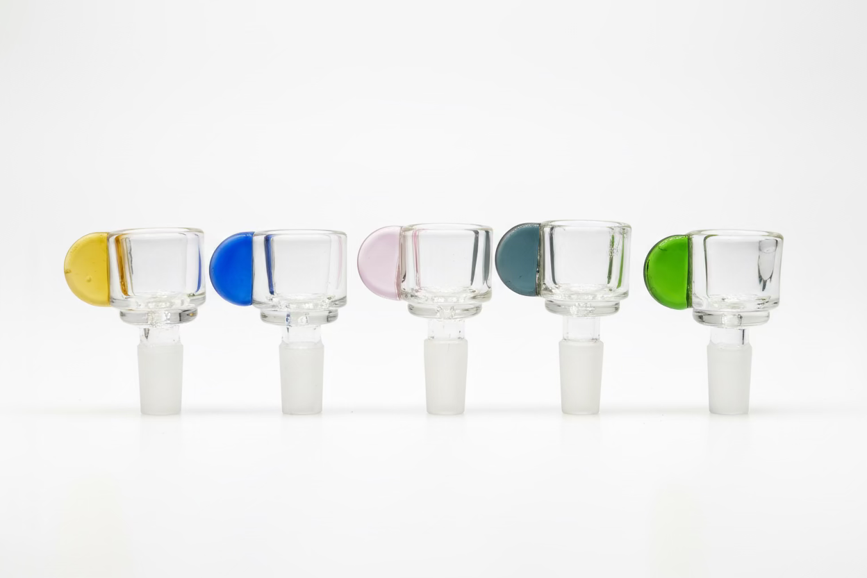 Glass Bowl Piece – Clear Bowl w/ Flat Handle & Screen | 9pc Box Secondary image