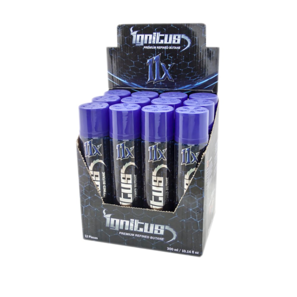 Ignitus Premium 11X Refined Butane 300ml 12-count pack for clean burning and reliable performance.