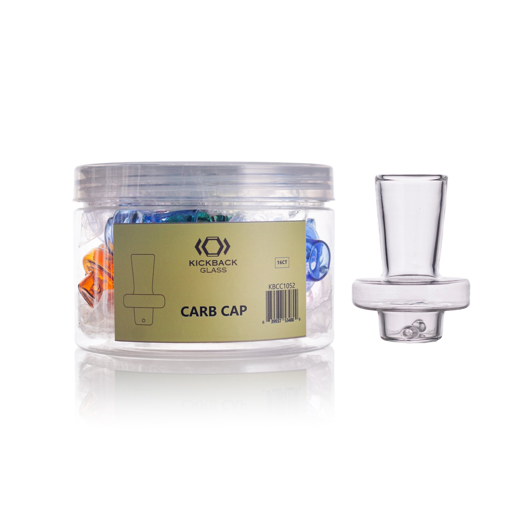 KICKBACK GLASS - Glass Hatter Carb Caps | Mix colors | 16units/Jar |JAR