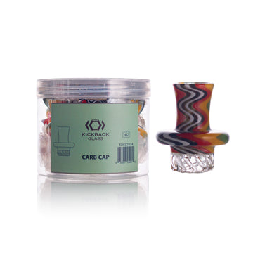 KICKBACK GLASS - Wig wag design spinner carb caps| Mix colors | 10units/Jar |JAR