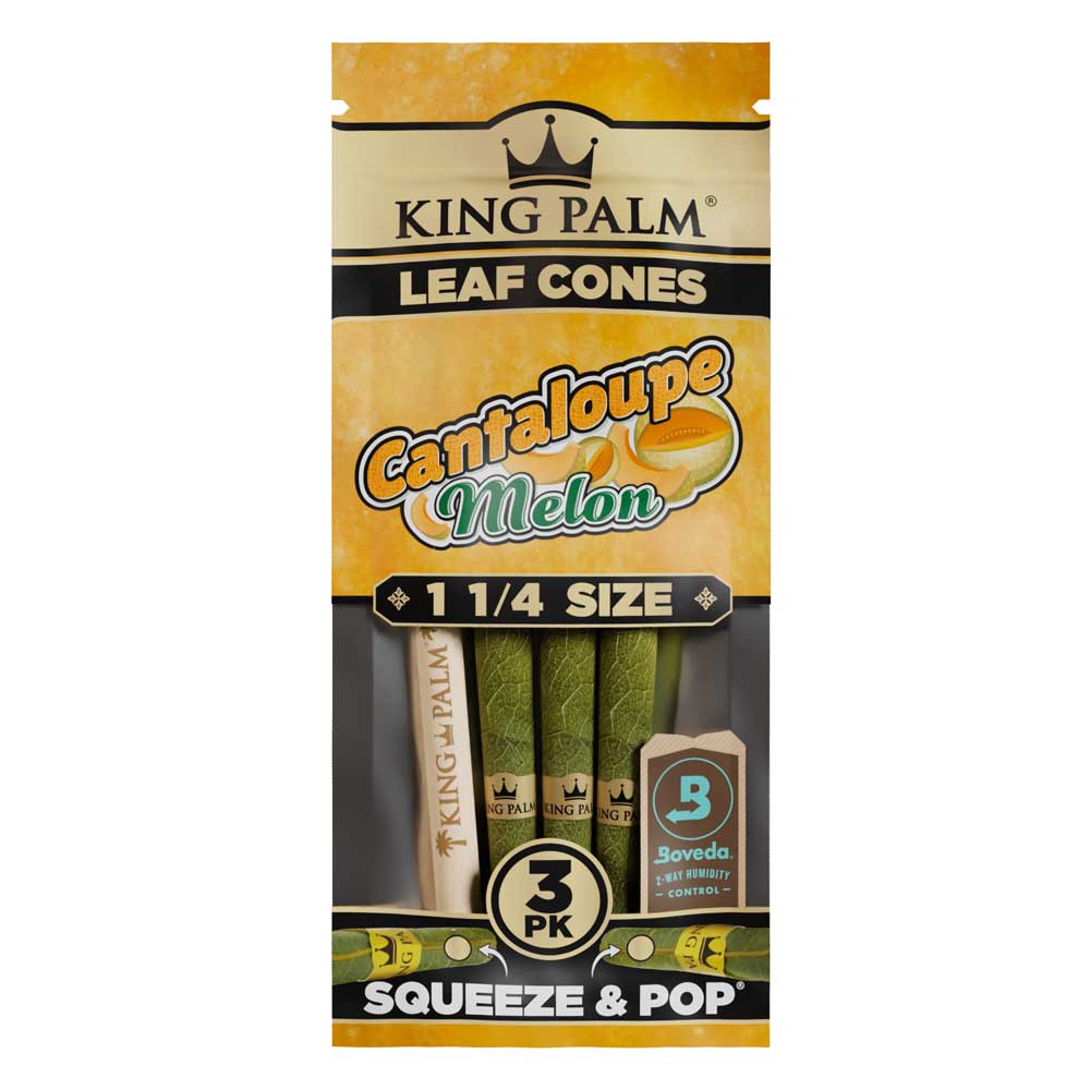 King Palm Natural Leaf Cones | 3-Pack | 1 ¼" Size | Melon Flavor | Wholesale Distributor