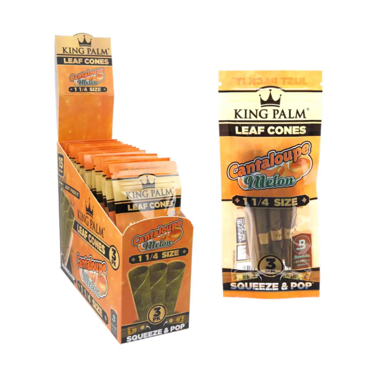 King Palm Natural Leaf Cones | 3-Pack | 1 ¼" Size | Melon Flavor | Wholesale Distributor Secondary image