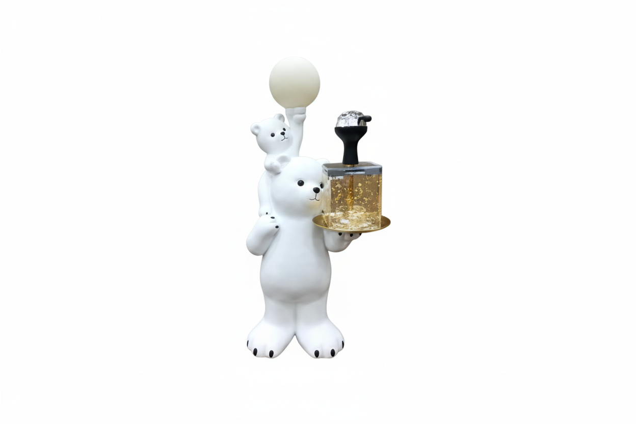 Khateeb Polar Bear figure hookah 34 inch designed for wholesale retail display with detailed bear figure and tall stem