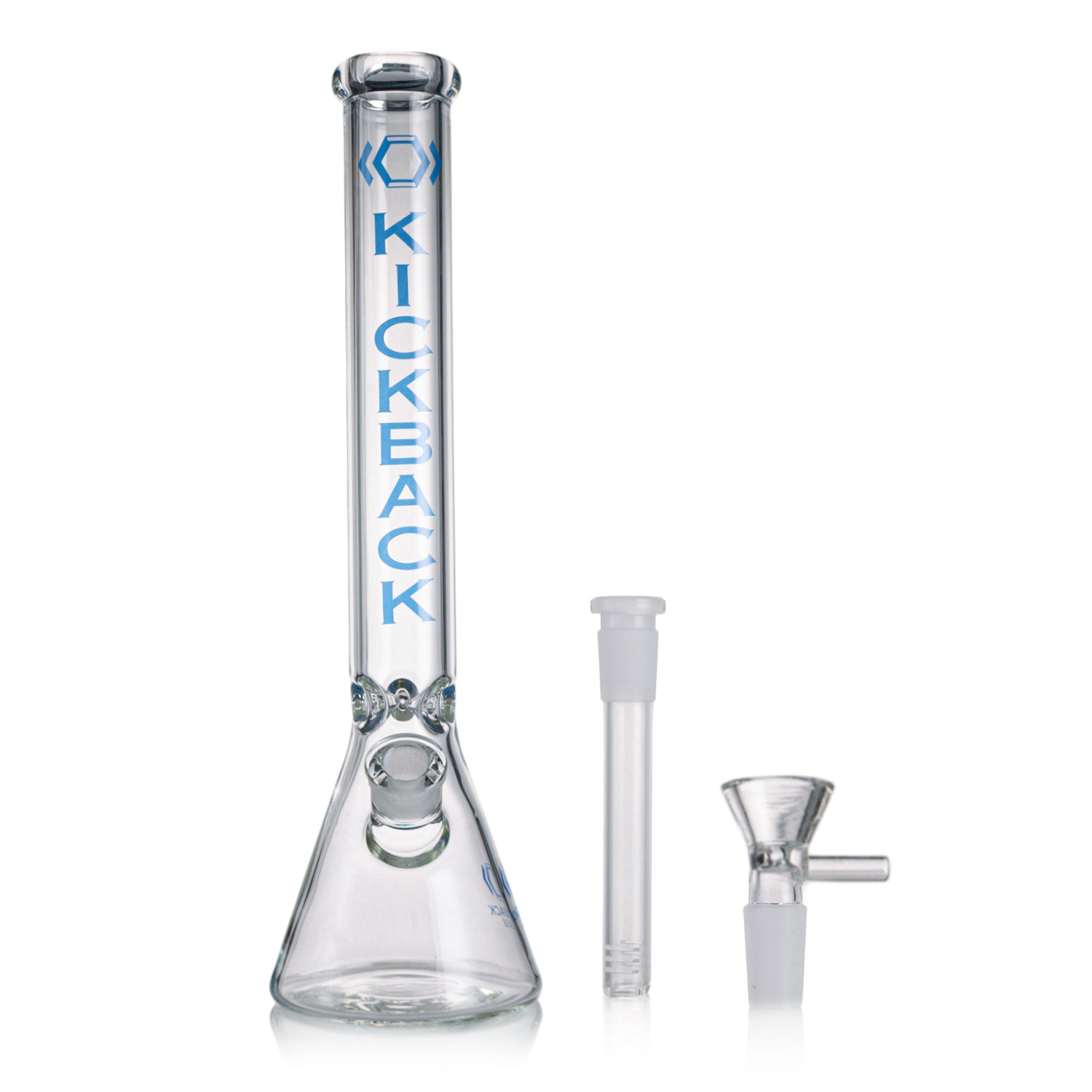 Kickback 18” Water Pipe with Wide Beaker Base and Glass Accessories