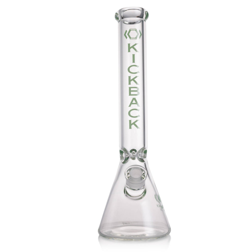 Kickback Glass 16-inch beaker bong and accessories