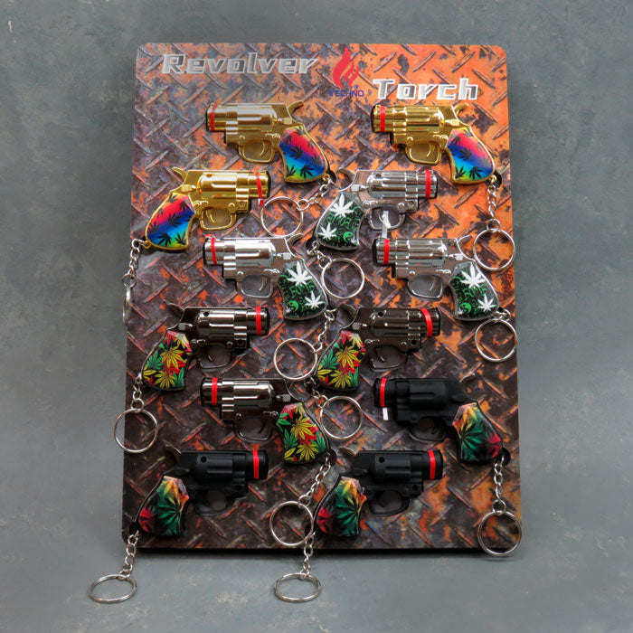 TECHNO Revolver Style -  Key Chain Torch Lighters | 12 Ct/Display | Assorted 5 Styles