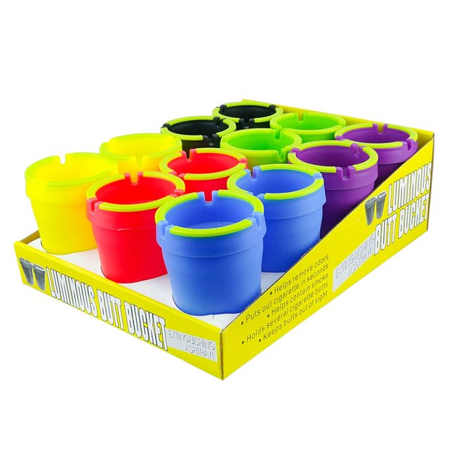 LUMINOUS BUTT BUCKET EXTINGUISHING ASH TRAY- 12CT