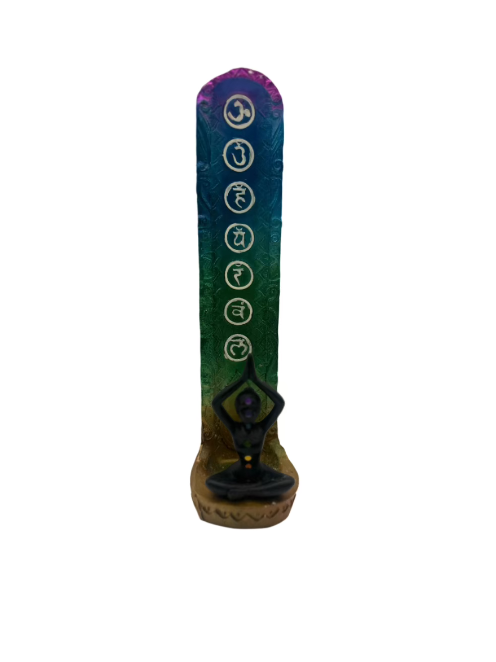 Shop the Lady with 7 Chakras Incense Holder (9.5") – a beautiful resin burner for chakra healing, meditation, yoga, and spiritual home decor.