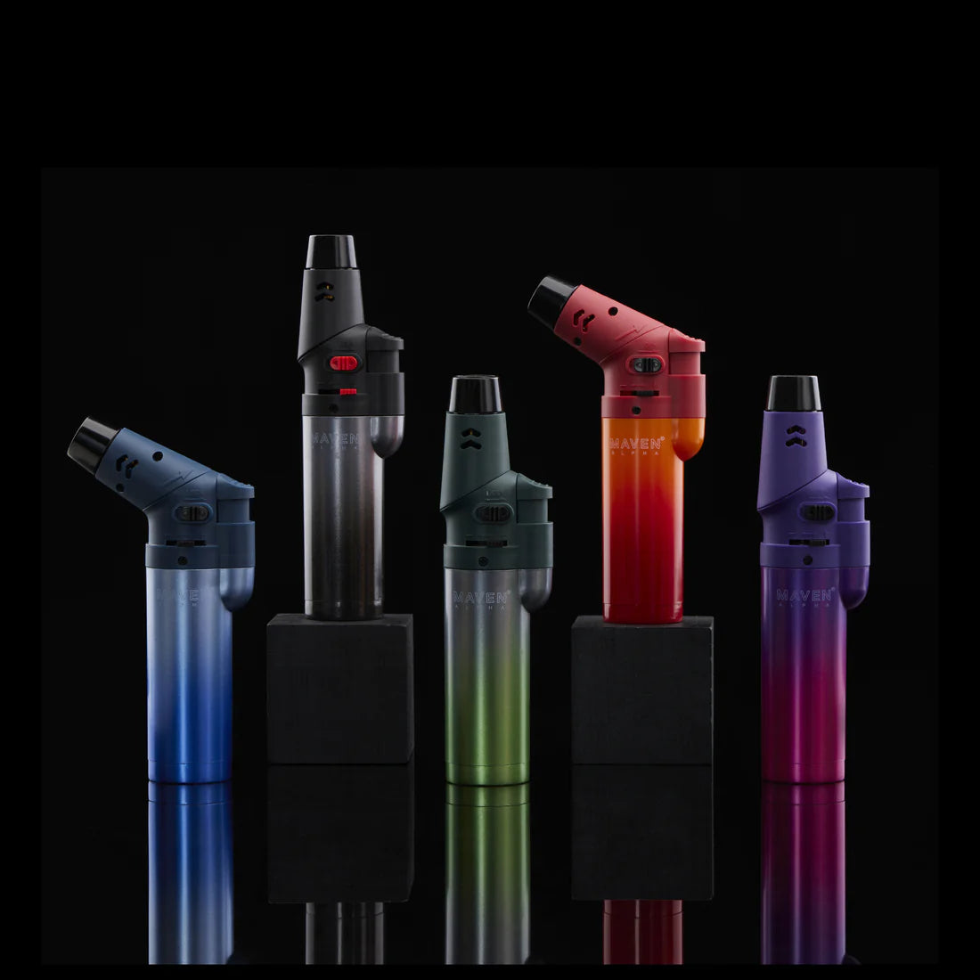 MAVEN ALPHA Torch Lighters Display 15CT with gradient colors