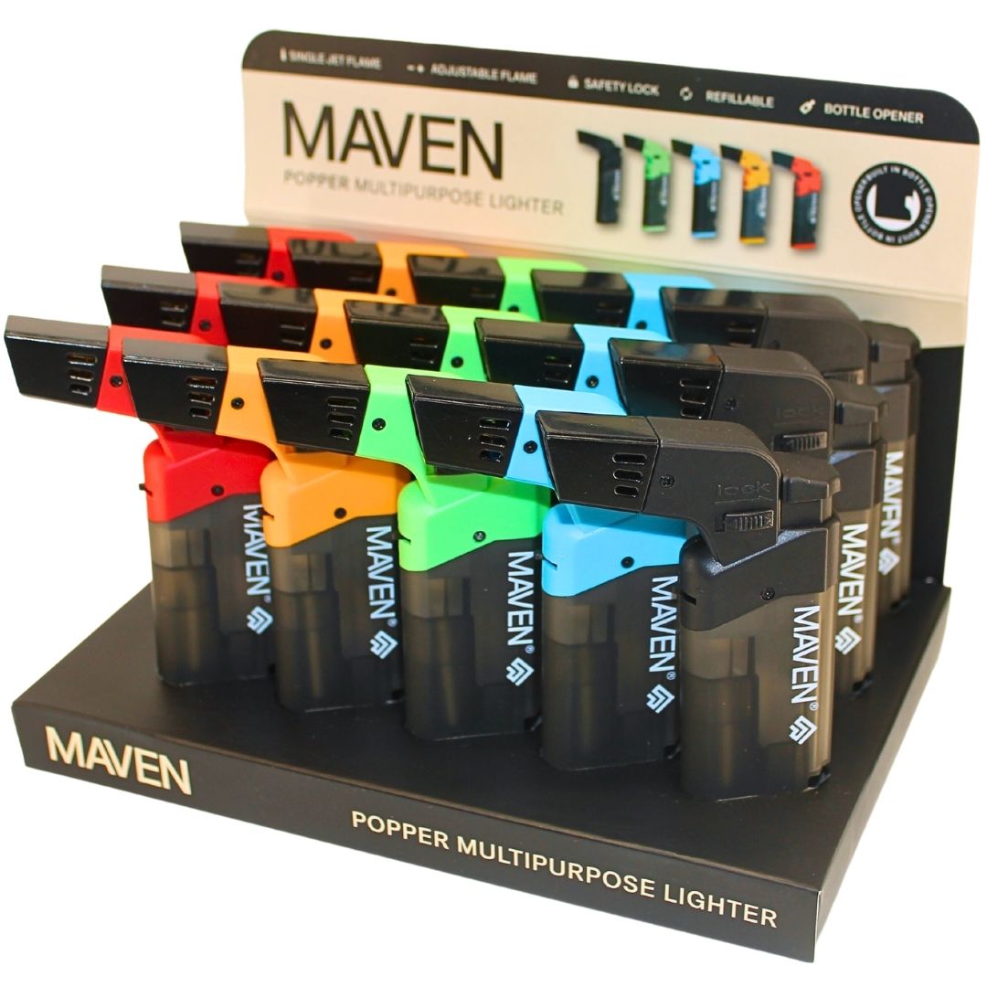 MAVEN - POPPER Multi Purpose Pocket Lighter | 15 Units / Display | Display