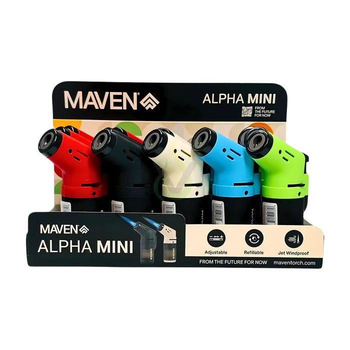MAVEN - ALPHA MINI Transparent Torch Lighters | 15 Units / Display | Display