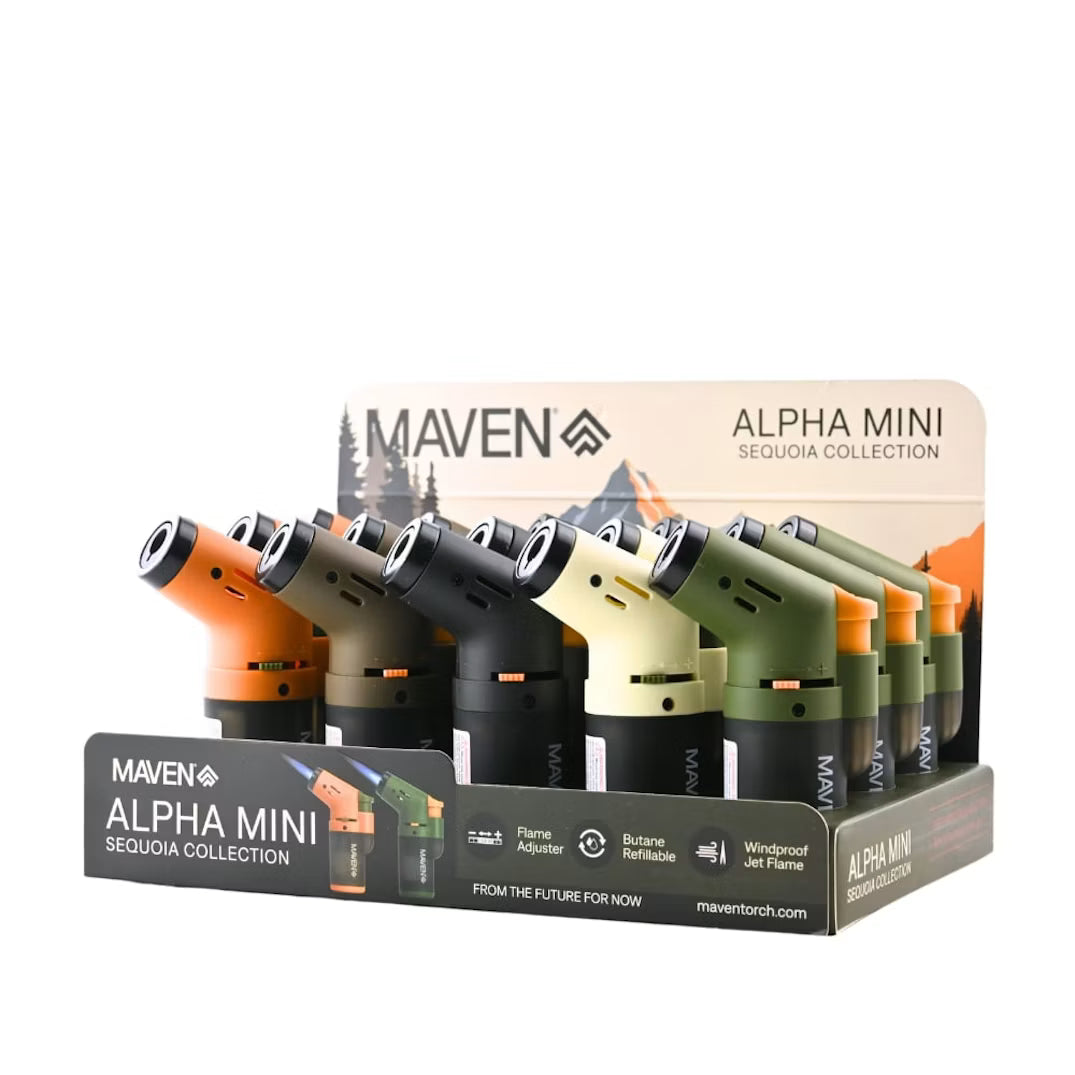 Maven Alpha Mini Sequoia Collection display box featuring multiple portable devices in assorted colors. Main image